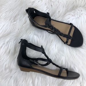 Cathy jean black wedge sandal 5 m